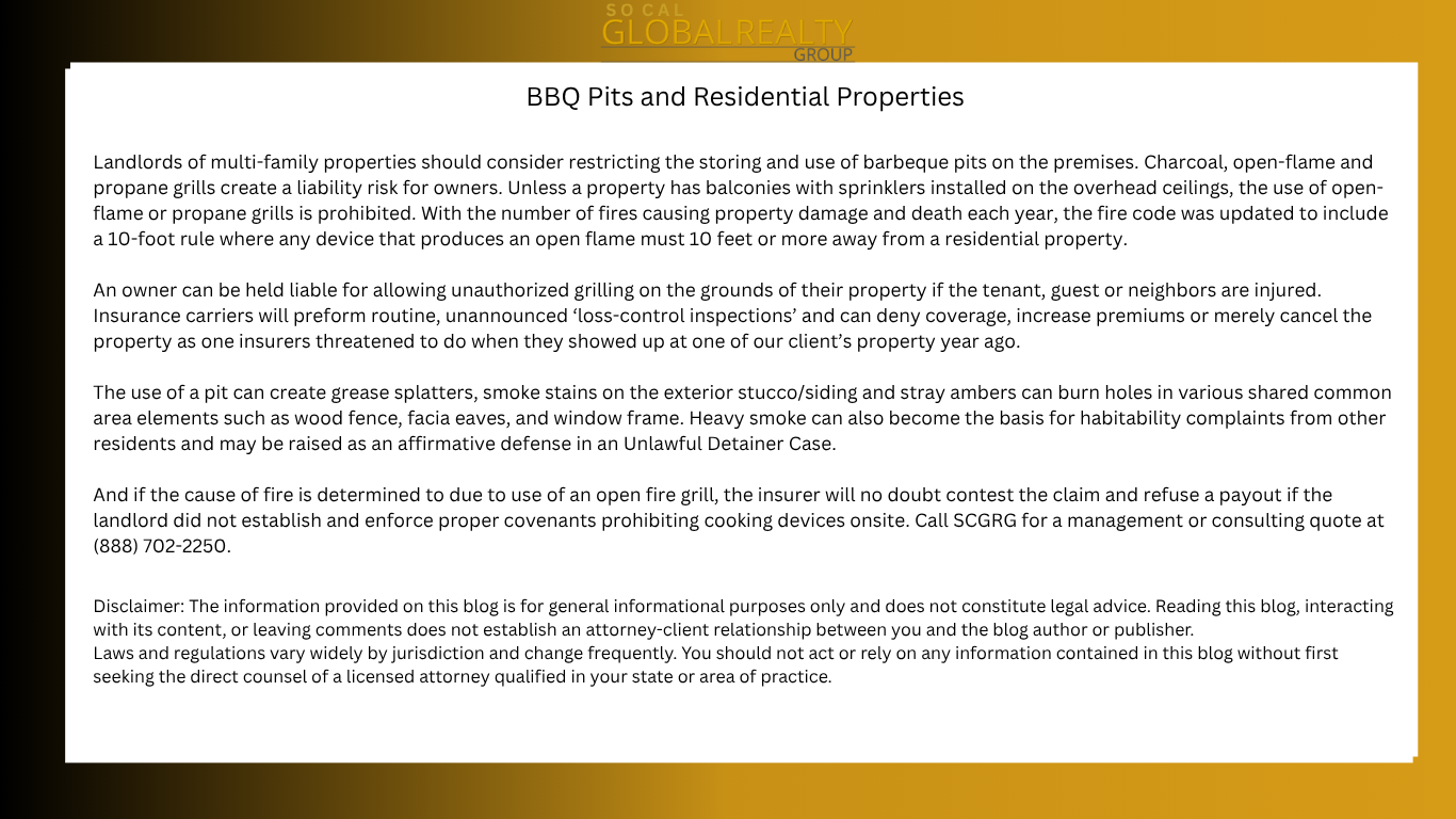 BBQ Pits and Income Properties