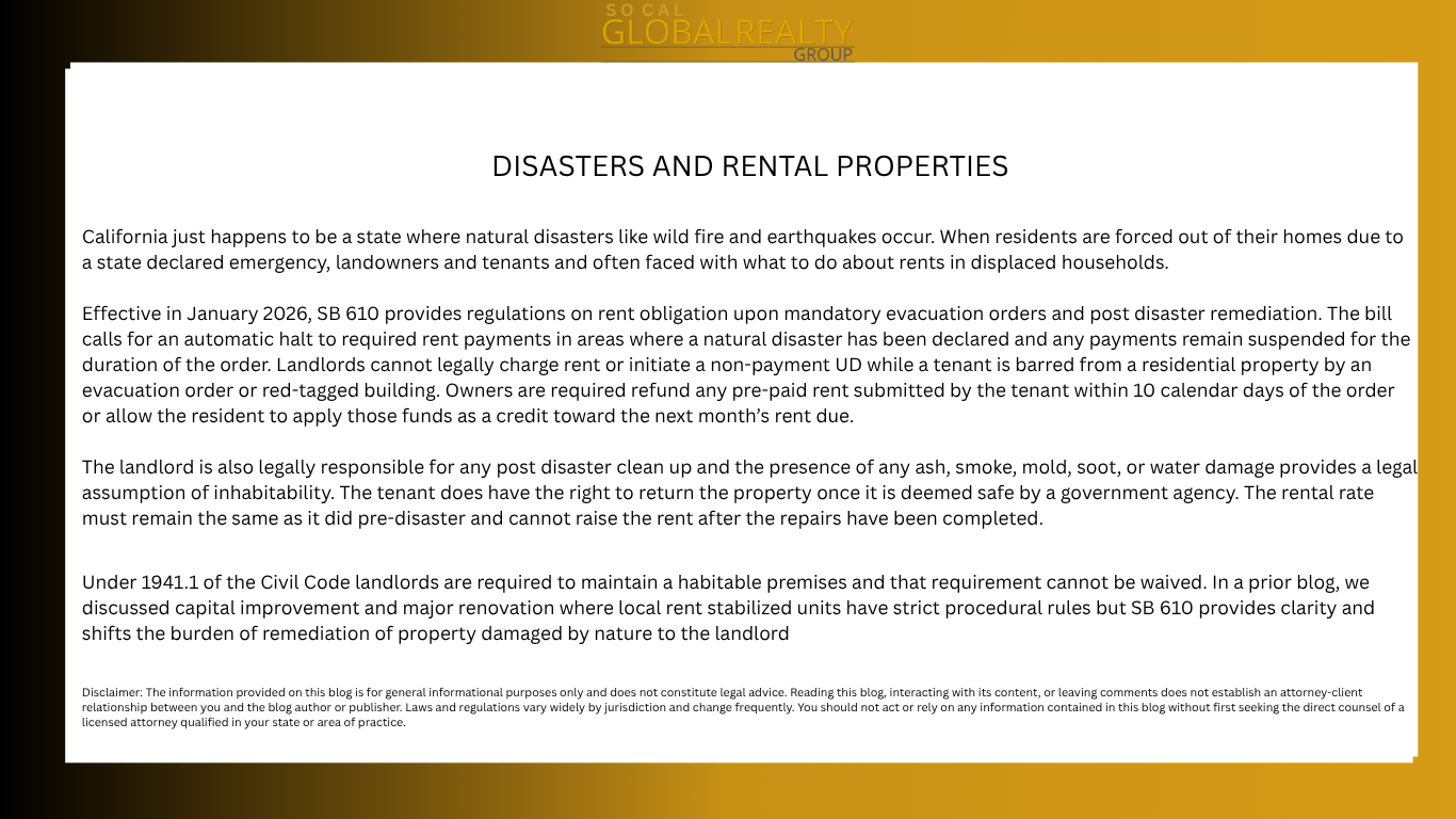 Disasters and Rental Properties