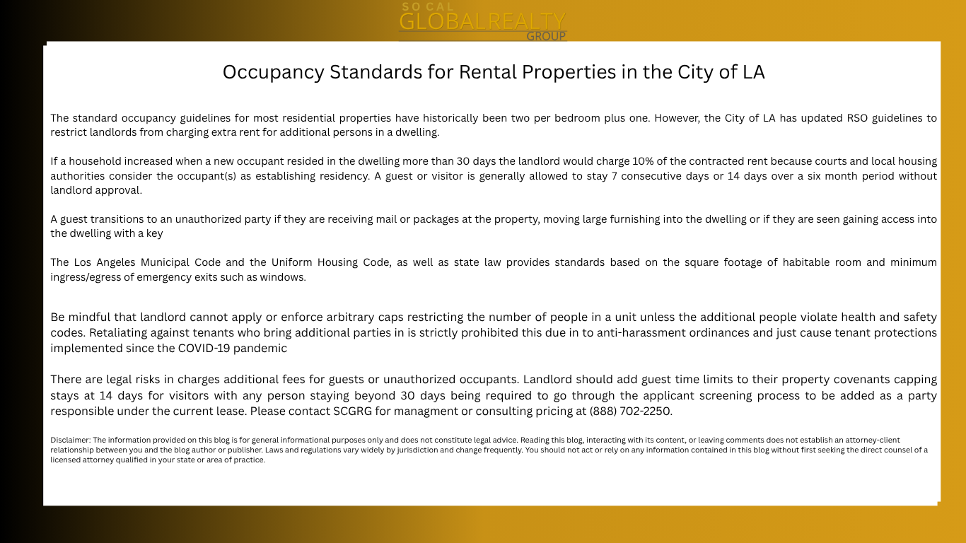 Occupancy Standards for Rental Properties in the City of LA
